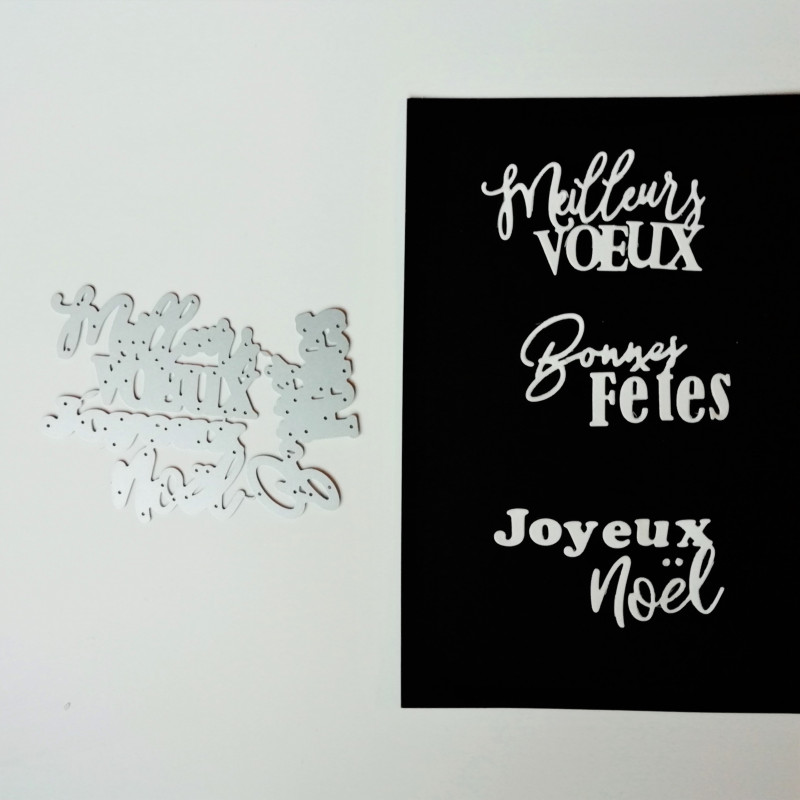 4 Matrices De Découpe Scrapbooking Noël - Joyeux Noël, Bonne Fête, Merci, HOHOHO - En Acier Carbone