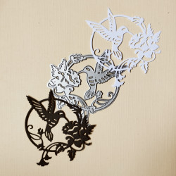 Cercle fleurs et colibri -...
