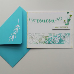 Carte Coucou - Mamie Je pense à toi - Tampon texte mots en français Crearte by Marcella